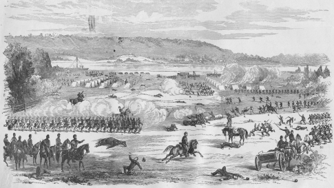 Battle of Belmont, Missouri, illustration from an issue of Frank Leslie's Illustrated Almanac. (Credit: Buyenlarge/Getty Images)