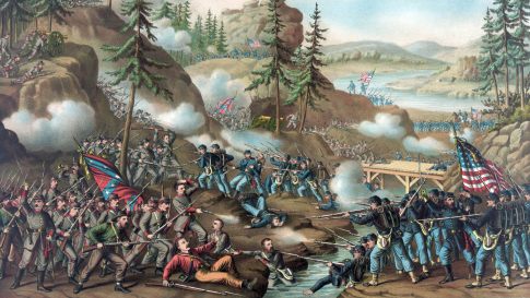 General Thomas's charge near Orchard Knob during the Battle of Chattanooga. (Credit: Universal History Archive/UIG/Getty images)